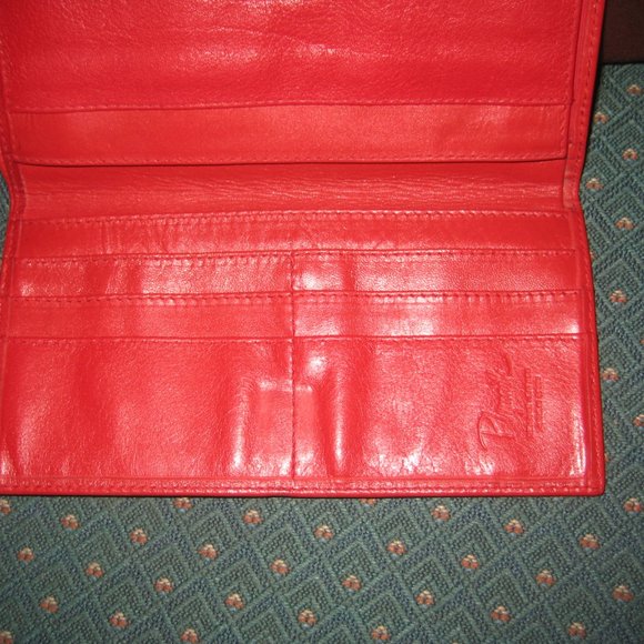 ❤️Amazing PLYMOUTH Red Leather Gold Horsebit Clutch ID Bill Fold Wallet - Picture 11 of 12